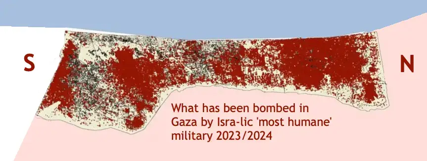 What has been bombarded by the Isra-lic 'most humane' military in Gaza 2023/2024